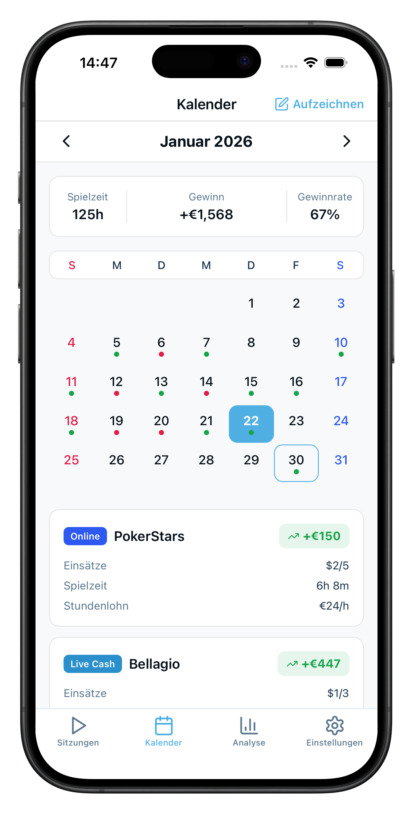 Kalenderansicht
auf Einen Blick
