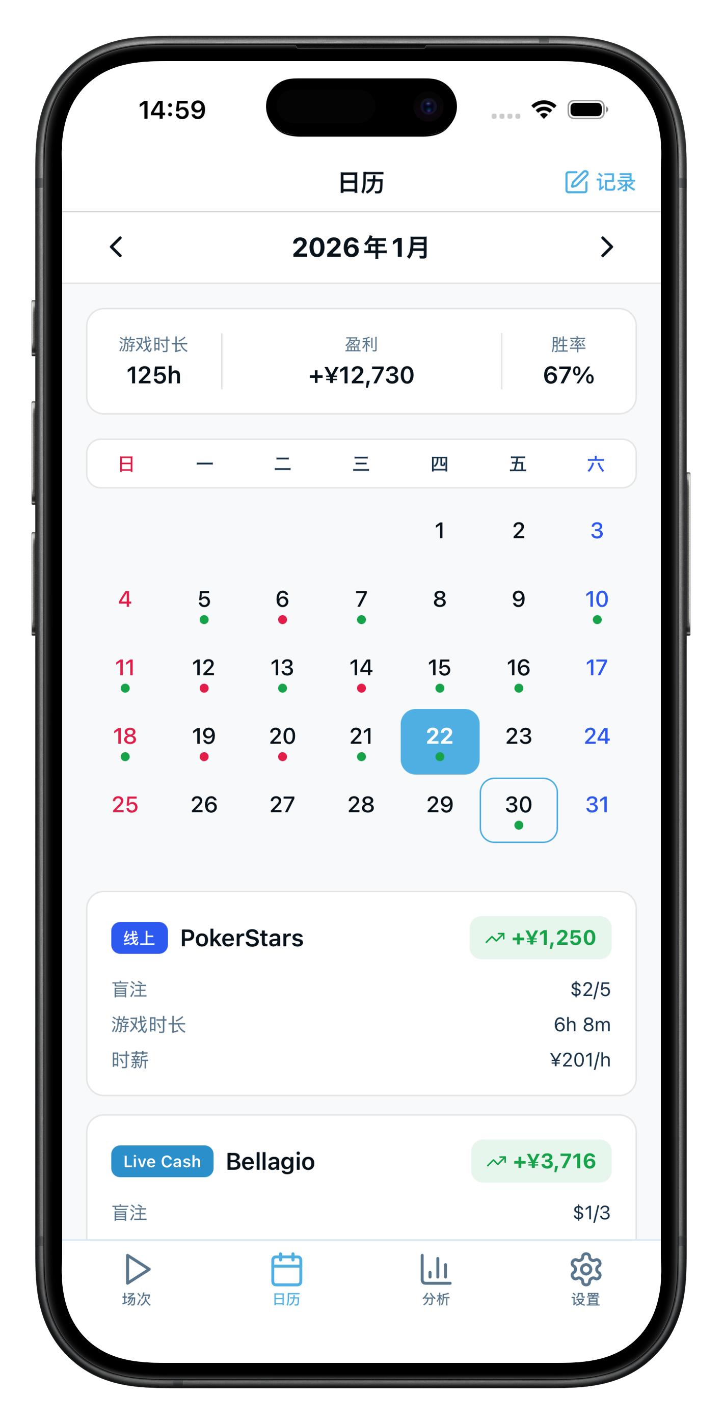 一目了然的
日历视图